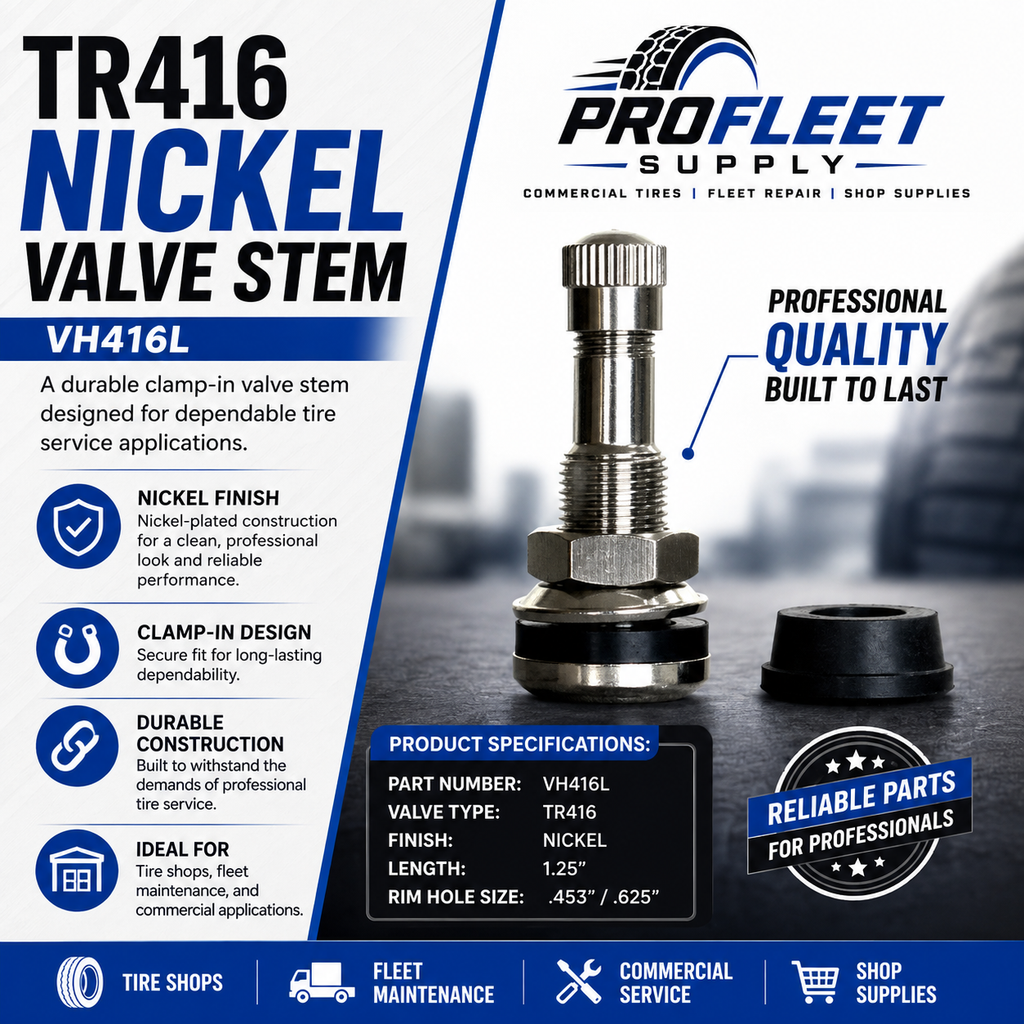 TR416 Nickel Valve Stem 1.25" .453"/.625" – Truck Tire Valve
