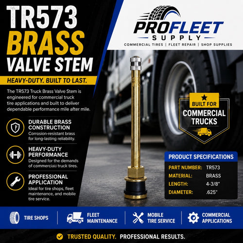 TR573 Truck Brass Valve Stem 4-3/8" x .625" – Heavy Duty Commercial Truck Tire Valve